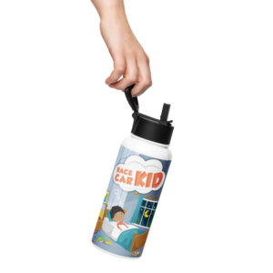 Stainless steel water bottle with a straw lid